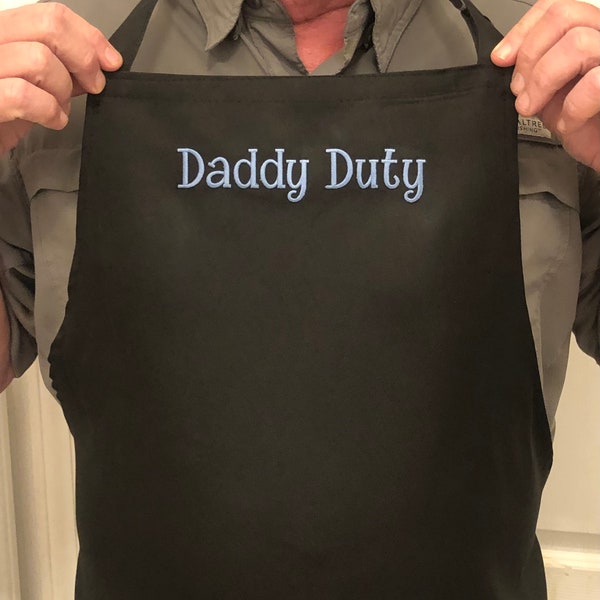 Daddy Duty Embroidered Water Resistant Apron. Baths and changing. Great Shower Gift. Ships fast from Florida