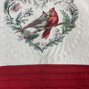 Embroidered Cardinal Pair Quilt. Ships Free from FL.
