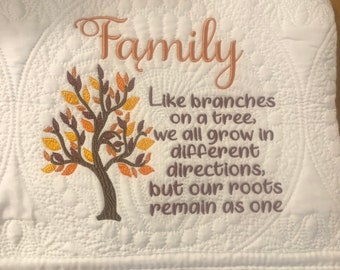 Embroidery File Family like branches we grow in different directions. All Formats. 5x7, 6x10, 9x8.Great for a quilt, towels, and more.