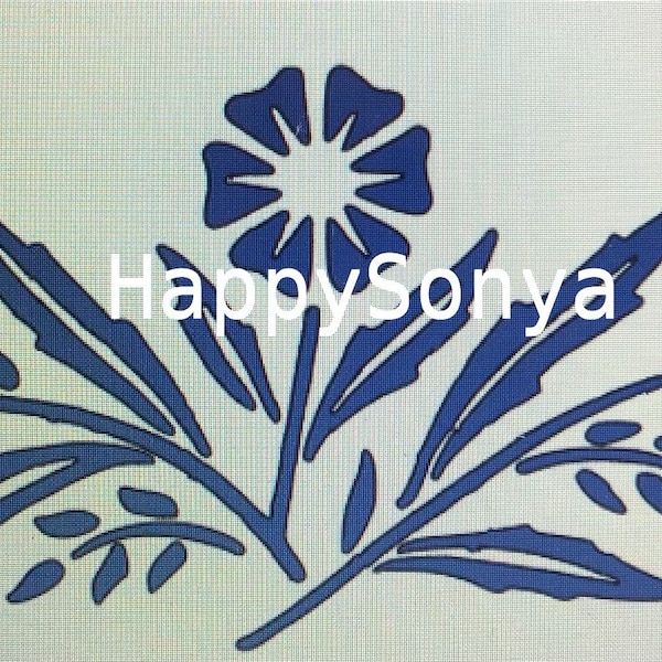 Vintage Corning Blue Cornflower SVG PNG Digital Cut File. Cards, Screenprint, stencil and more.