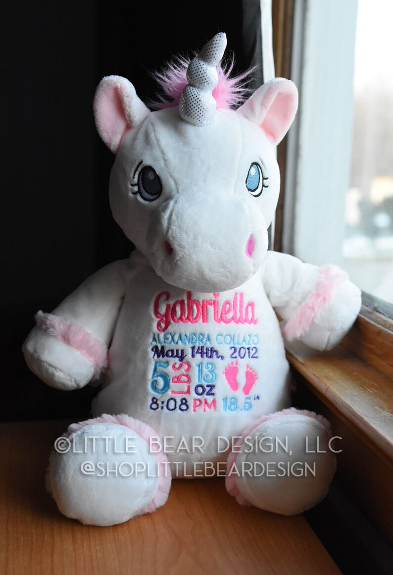 12 Birth Announcement Stuffed Animal Embroidered Etsy