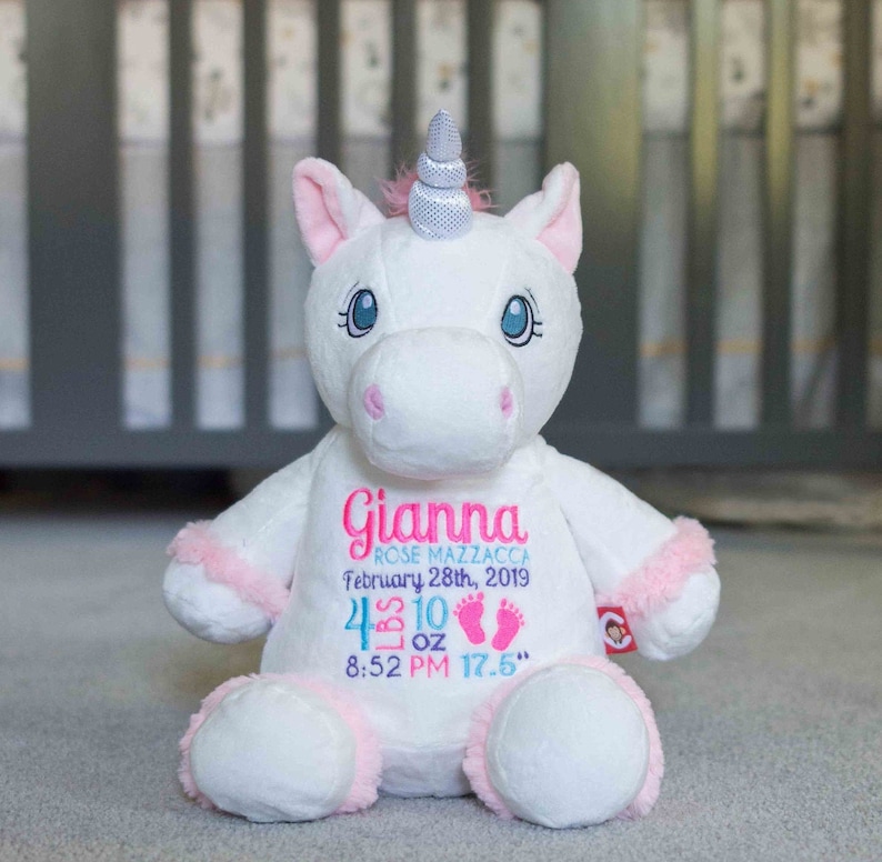 12 Birth Announcement Stuffed Animal Embroidered Etsy