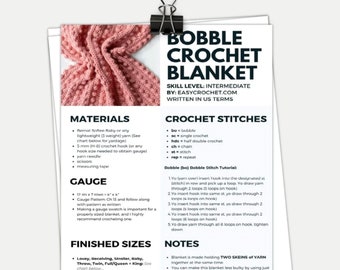 Bobble Blanket PDF Crochet Pattern in Eight Sizes