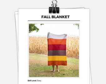 CROCHET PATTERN - Fall Blanket in Five Sizes + Autumn Crochet Afghan Pattern + HHDC Blanket Pattern