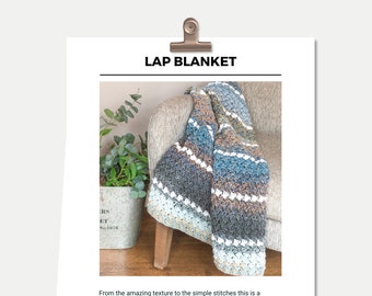 CROCHET PATTERN - Blanket + Lap Blanket Crochet Pattern + Modern Textured Blanket