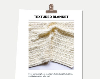 CROCHET PATTERN - Blanket + Afghan Blanket Crochet Pattern + Textured Blanket + The Afghan Blanket + 8 Sizes