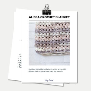 CROCHET PATTERN - Blanket in Eight Sizes + Quick Crochet Blanket Pattern + Alissa Throw