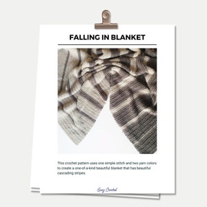 CROCHET PATTERN - Blanket + Falling in Crochet Blanket Pattern + Striped Crochet Blanket +  8 Sizes