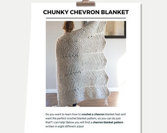 CROCHET PATTERN - Chevron Blanket in EIGHT Sizes + Quick Crochet Blanket Pattern with Complete Yardage + Chunky Chevron Blanket