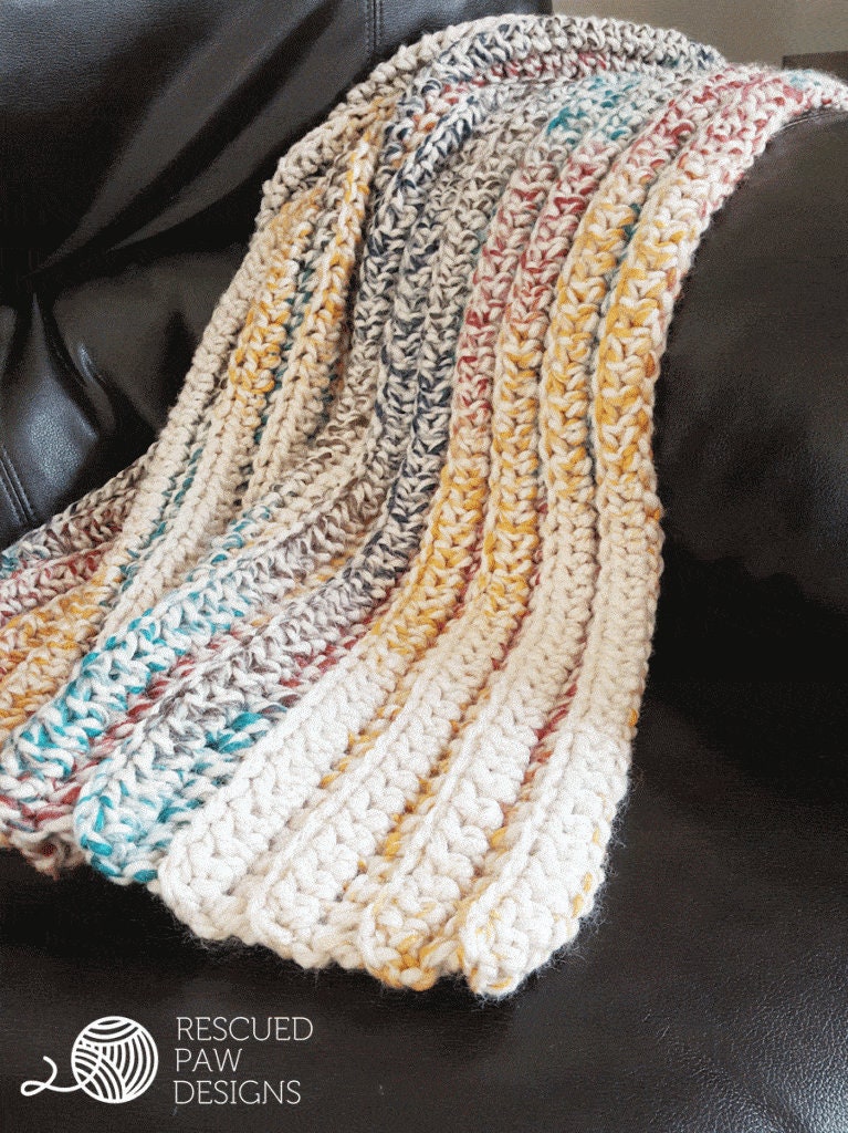 CROCHET PATTERN Blanket Quick Crochet Blanket Pattern With Complete Yardage Five Sizes Chunky