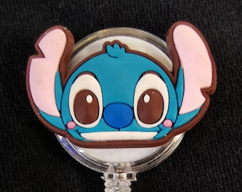 Stitch Alien Cutie Head Badge Reel Holder Retractable Healthcare Doctor Nurse Medical ID lanyard tech Disneyland Tsum Walt World Cartoon