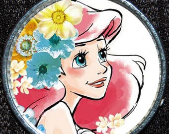 Flowers Princess Ariel Little Mermaid Silver Disney Pendant Necklace Jewelry