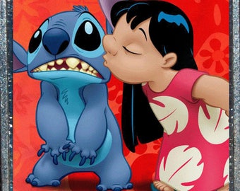 Disney Lilo & Stitch Movie Cover Silver Pendant Necklace Jewelry