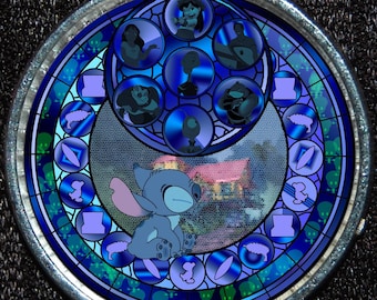 Disney Lilo & Stitch vidrio manchado vidrio plata colgante colgante joyería