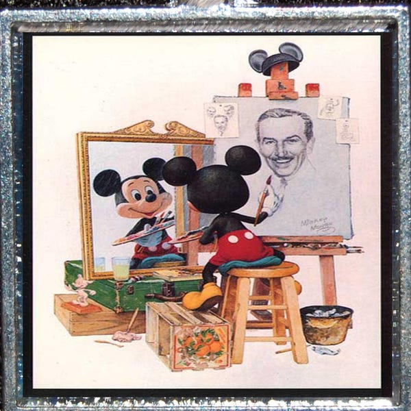 Disney Mickey Mouse Norman Rockwell Disneyana Silver Disneyland WDW Walt Disney World Pendant Necklace Jewelry