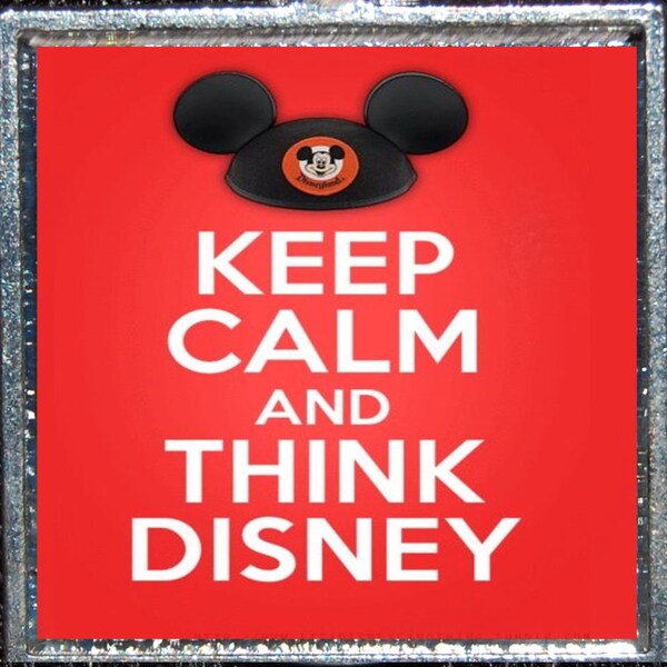 Keep Calm and Think Disney Red Carry On Silver Pendant Necklace Jewelry