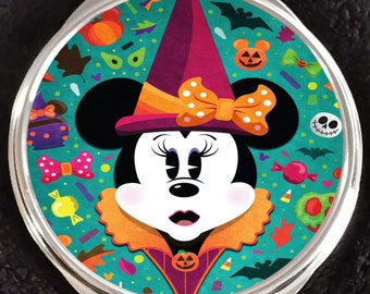 Minnie Mouse Witch Jack Skellington Haunted Mansion Ghosts Corpse Halloween Disneyland Walt Disney World Makeup Compact Mirror