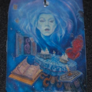 Haunted Mansion Madame Leota Disney Ghosts Silver Pendant Necklace Jewelry Magnet Disneyland Painting Resin