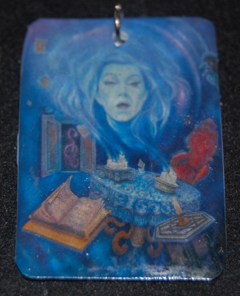 Haunted Mansion Madame Leota Disney Ghosts Silver Pendant Necklace Jewelry Magnet Disneyland Painting Resin