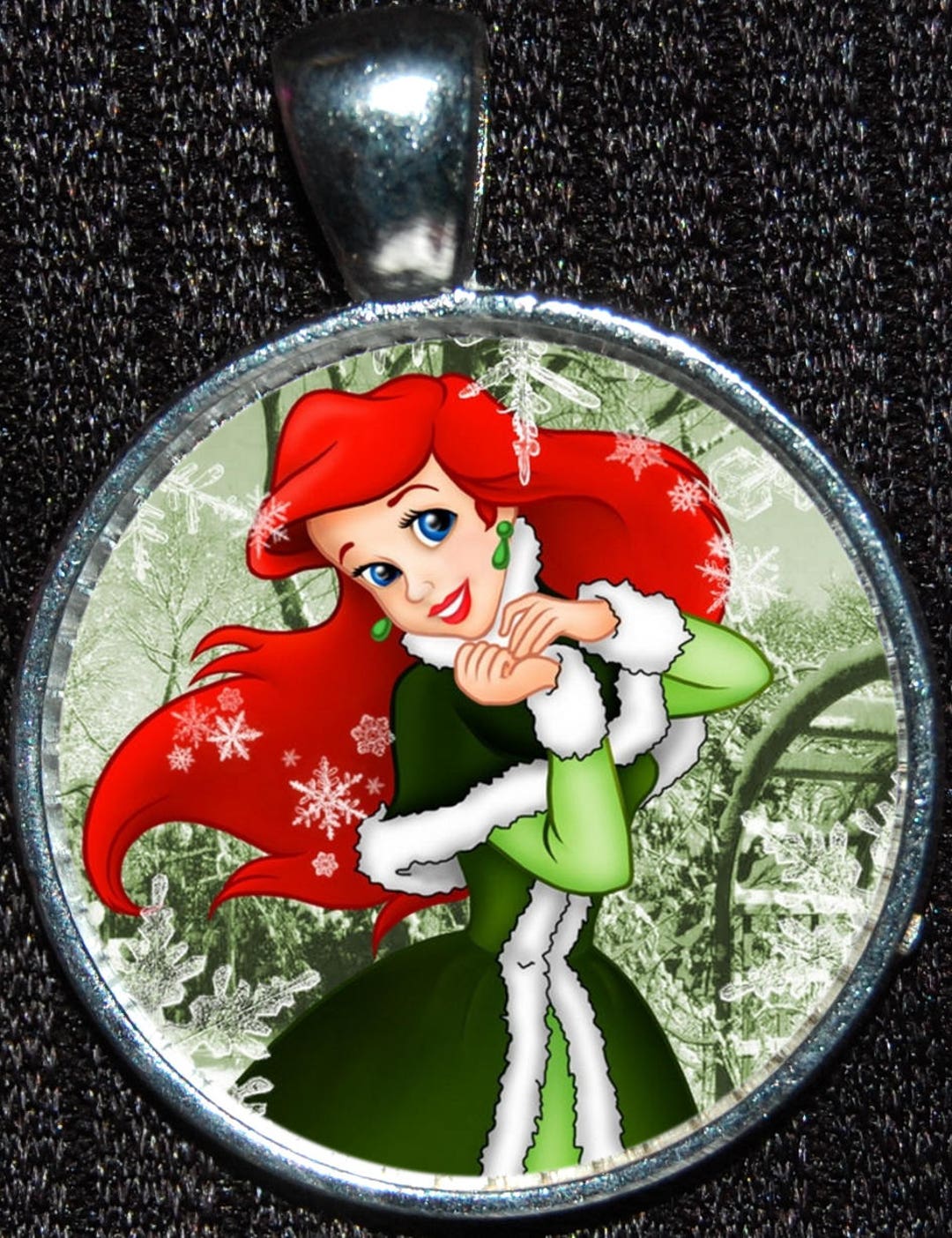 Disney Princesse Ariel petite sirène Noël Hanoukka hiver Noël argent  pendentif collier Bijoux poisson échange croisière DCL -  France