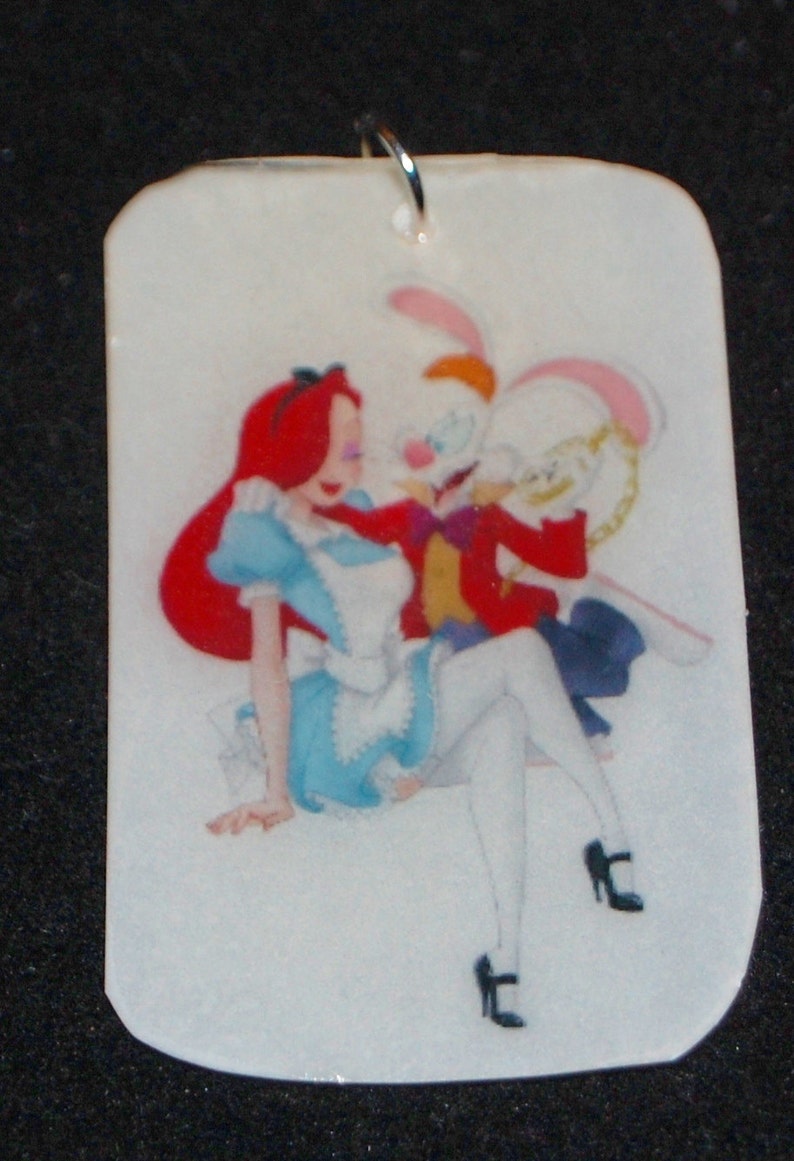 Disney Jessica Rabbit Who Framed Roger Alice in Wonderland White Disneyland WDW Silver Pendant Necklace Jewelry image 3