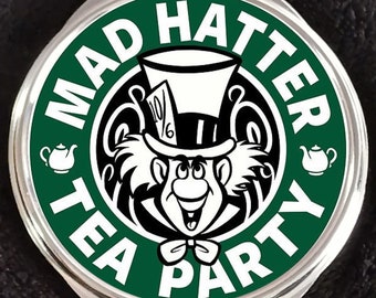 Alice in Wonderland Mad Hatter Tea Party Starbucks Coffee Logo Compact Mirror Disneyland Walt Disney World Dream Wonder Magic Fantasy