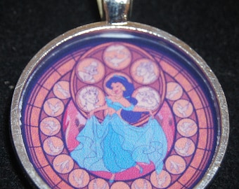 MULTIPLE STYLES Disney Aladdin Princess Jasmine Stained Glass Style Silver Pendant Necklace Jewelry