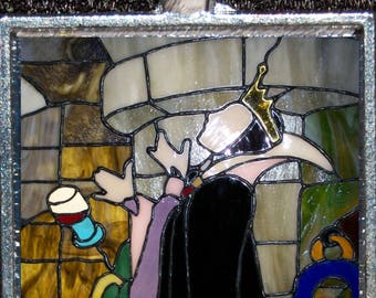 Evil Queen Snow White Stained Glass Style Silver Pendant Necklace Jewelry