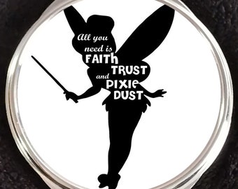 Tinkerbell Sleeping Beauty Castle Peter Pan Fairy Welcome to Disneyland Walt Disney World Makeup Compact Mirror Beauty Silhouette