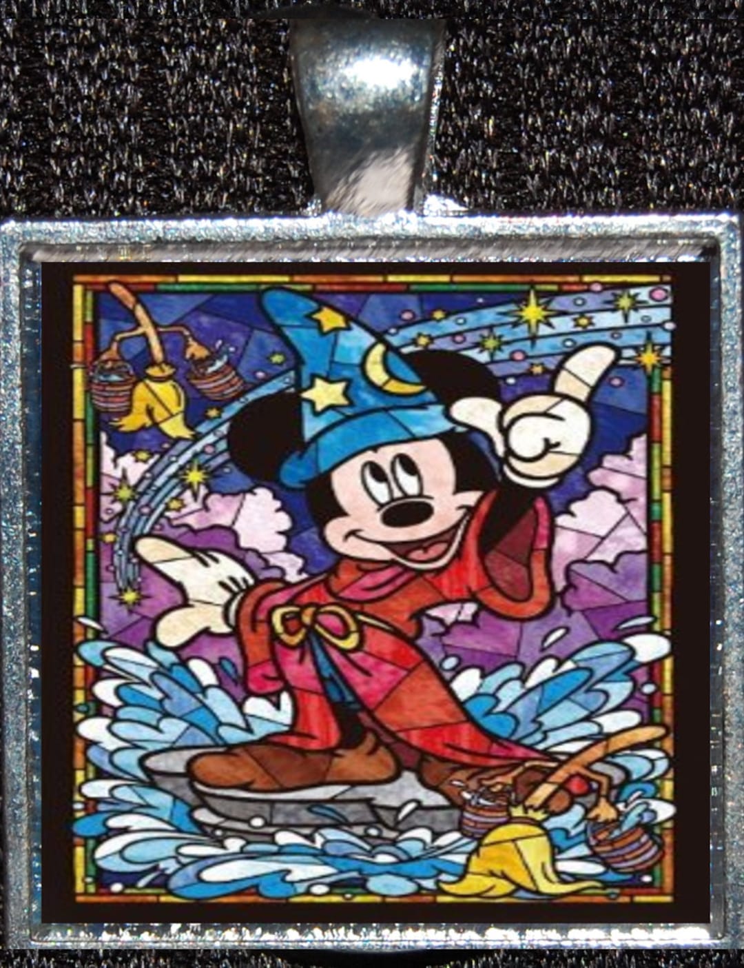 Mickey Mouse Sorcerers Apprentice Wizard Hat Fantasia Stained Etsy