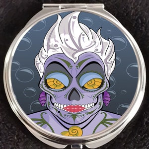 Ursula Little Mermaid Villain Dia de los Muertos Sugar Skull Haunted Mansion Ghost Halloween Disneyland Disney World Makeup Compact Mirror