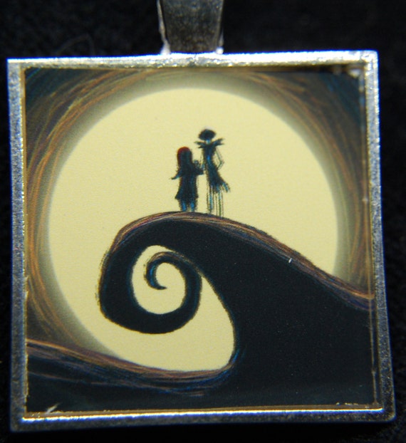 Nightmare before Christmas Sally Jack Skellington Moon Silver Disney  Pendant Necklace Jewelry