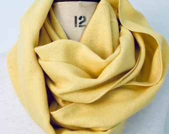 Wool Infinity Scarf Pastel Yellow Soft Spring Wool Scarves | Pastel Lemon Infinity Scarf Mens Women's Winter Wool Snoods Hooded Scarves UK