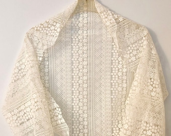 Lace Bridal Shrug - Ivory White Lace Bridal Shrug - French Delicate Lace Wedding Cover up - Spring Summer Wedding Lace Bespoke- Made in UK