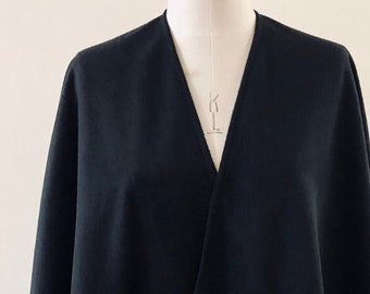 Black Wool Cape - Mens Soft Wool Ruana Capes Kimono - Winter Blanket Mexican Poncho Mens -Black Gray Wool Clock Poncho Capes - Made in UK