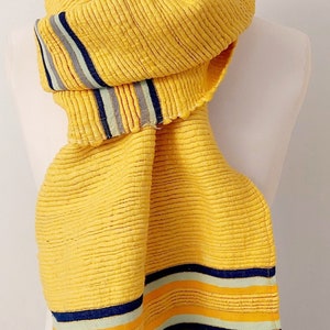 Yellow Cotton Scarf - Yellow Soft Organic Cotton Wool Winter Chunky Neck Scarf - Unisex Oversized Scarves Mens - Yellow Fashion Scarves Gift