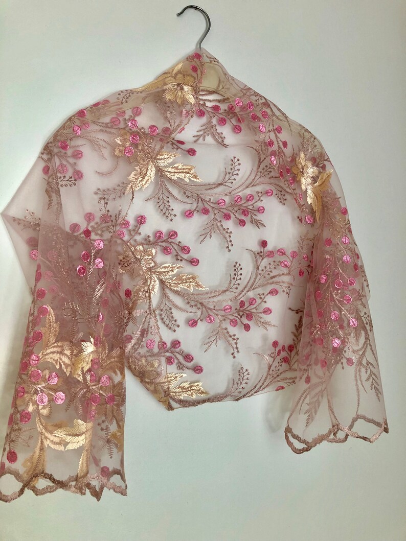 Hot Pink Lotus Embroidered Shrug main image 1