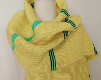 Spring Yellow Scarf - Handwoven Soft Organic Cotton Wool Winter Chunky Neck Scarf - Gold Oversized Scarves Mens - Shawls Scarves Gift UK