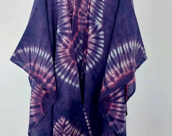 Tie dye Purple Cape Poncho -Tie Dye Bohemian Unisex Handwoven Organic Cotton Blanket Scarves Ruana - Mens Ponchos  Gift for Him - Handmade U