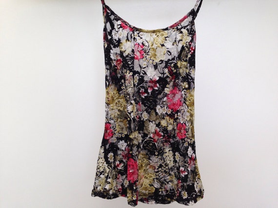 Items similar to Summer Vest - Black and Red Rose Floral Print Petty ...