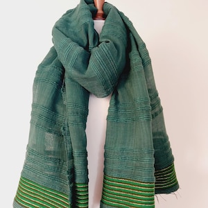 Teal Green Scarf - Luxurious Winter Scarf Unisex Handwoven Organic Cotton Wool Blanket Scarf Wraps - Teal Green scarf Oversized Shawl Wrap