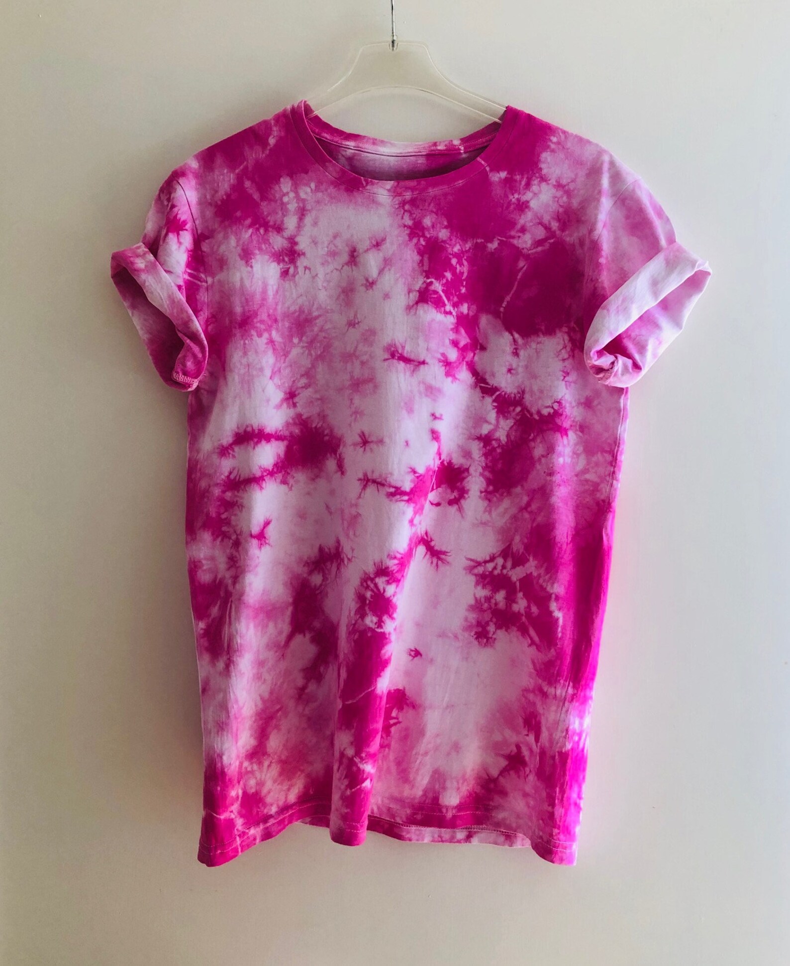 mens pink and blue tie dye shirt