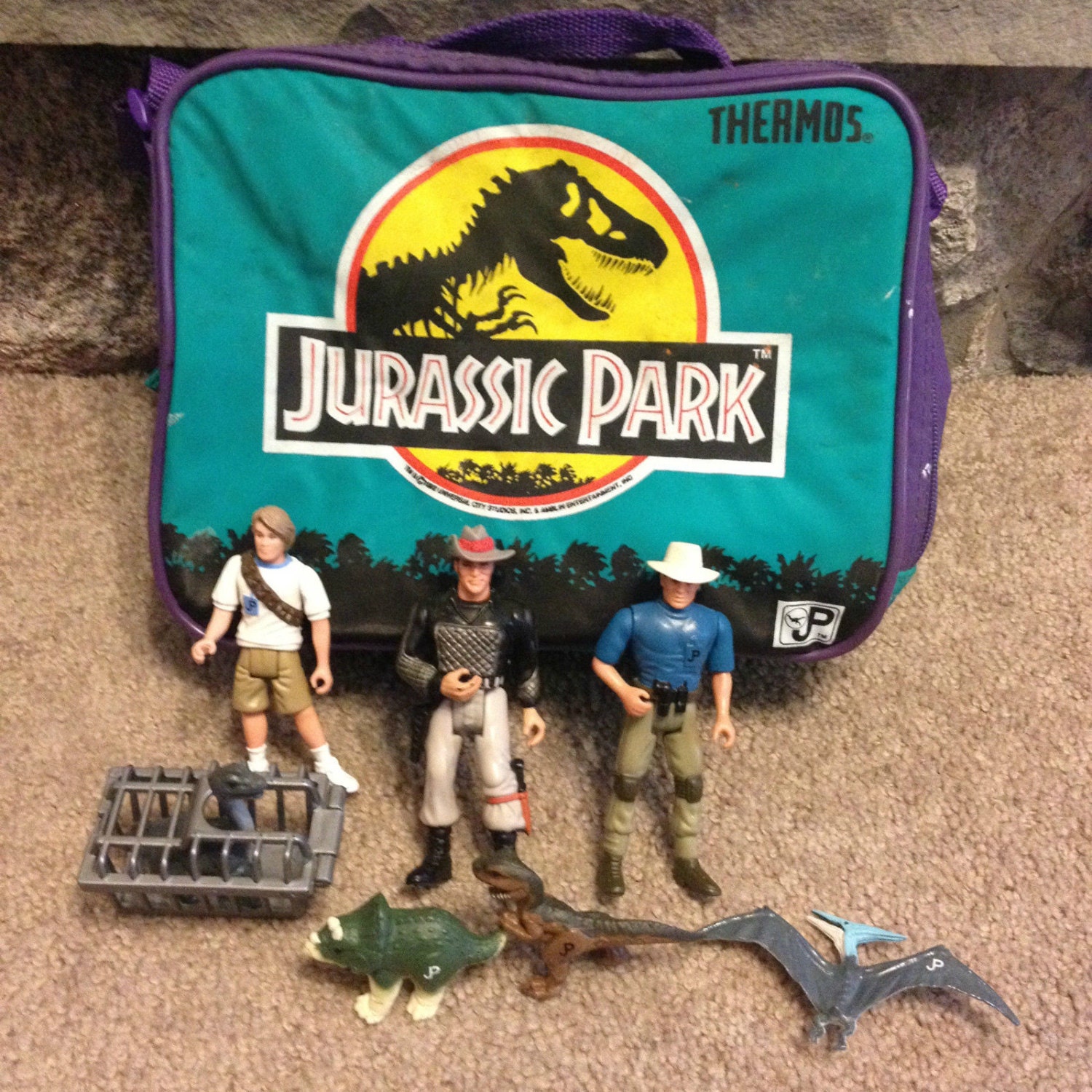 Vintage Jurassic Park Lunch Bag and Plastic Figures Etsy