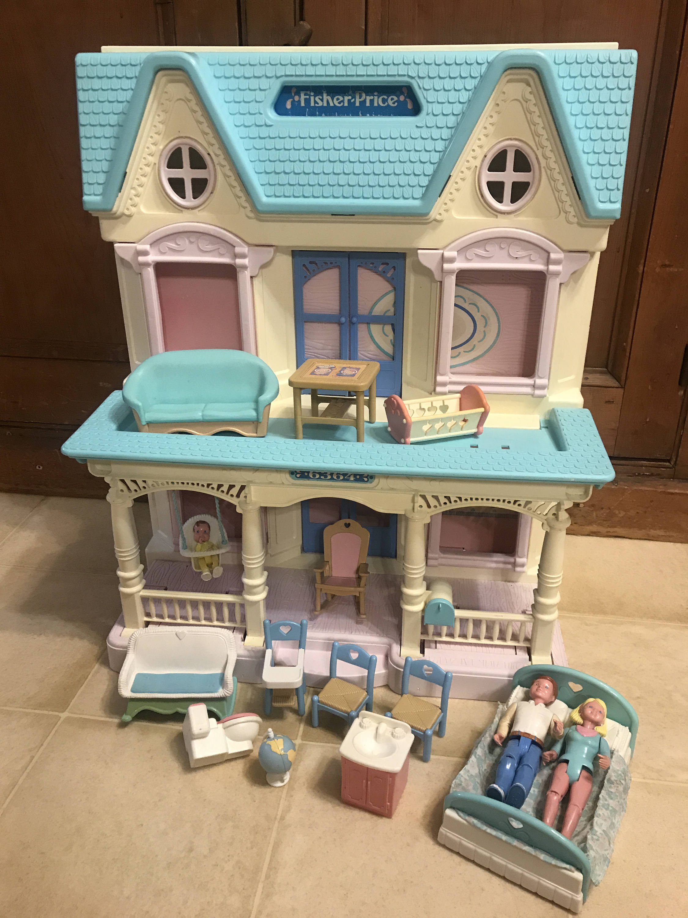 Vintage Fisher Price Loving Family Dollhouse and Accessories 