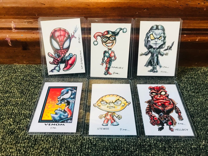 RAK Cartoon Art Trading Cards Set of 6 Cards in Plastic Cases Etsy