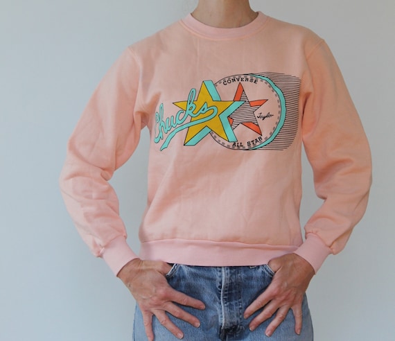 Vintage 80s Pink Converse Sweatshirt/80s Graphic/V