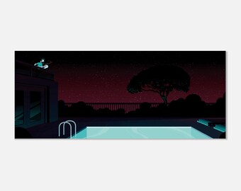 Nighttime Pool Art Print – Matte Paper Poster