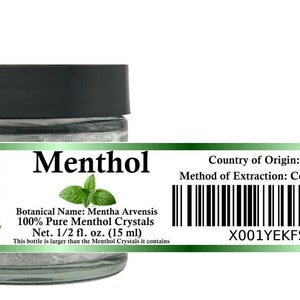 Premium Menthol Crystals 100% Pure Organic and Natural in Glass Jar