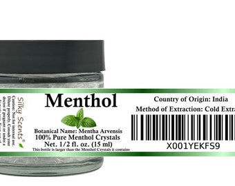 Premium Menthol Crystals 100% Pure Organic and Natural in Glass Jar