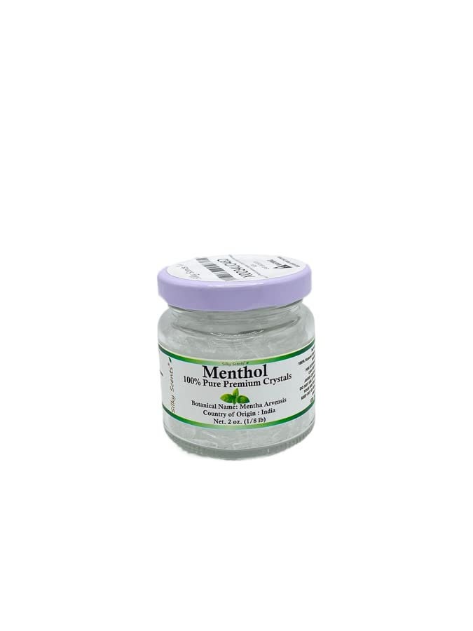 Premium Menthol Crystals 100% Pure Organic and Natural in Glass Jar